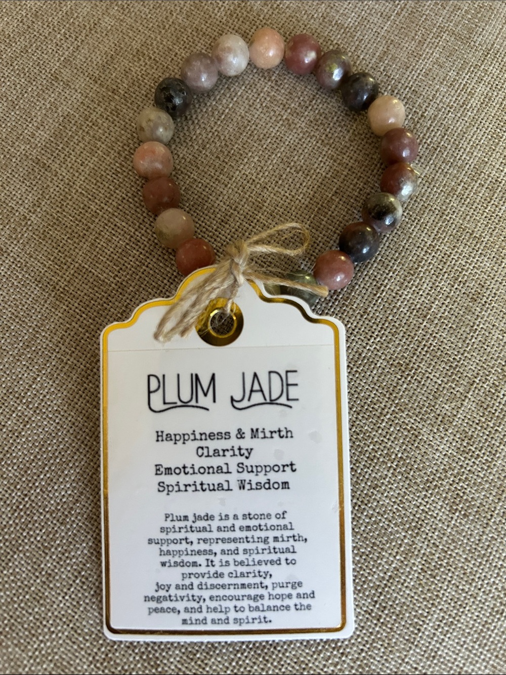 Plum Jade Beaded Stretch Bracelet -